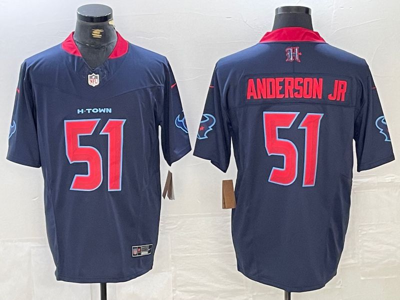 Men Houston Texans #51 Anderson jr Blue Three generations 2025 Nike Limited NFL Jersey style 1->houston texans->NFL Jersey